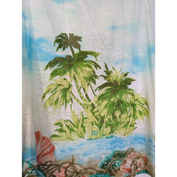 J. Jill Love Linen Tank Top 2X Plus Size 100% Linen Blue Sleeveless Coastal Chic - Picture 6 of 6